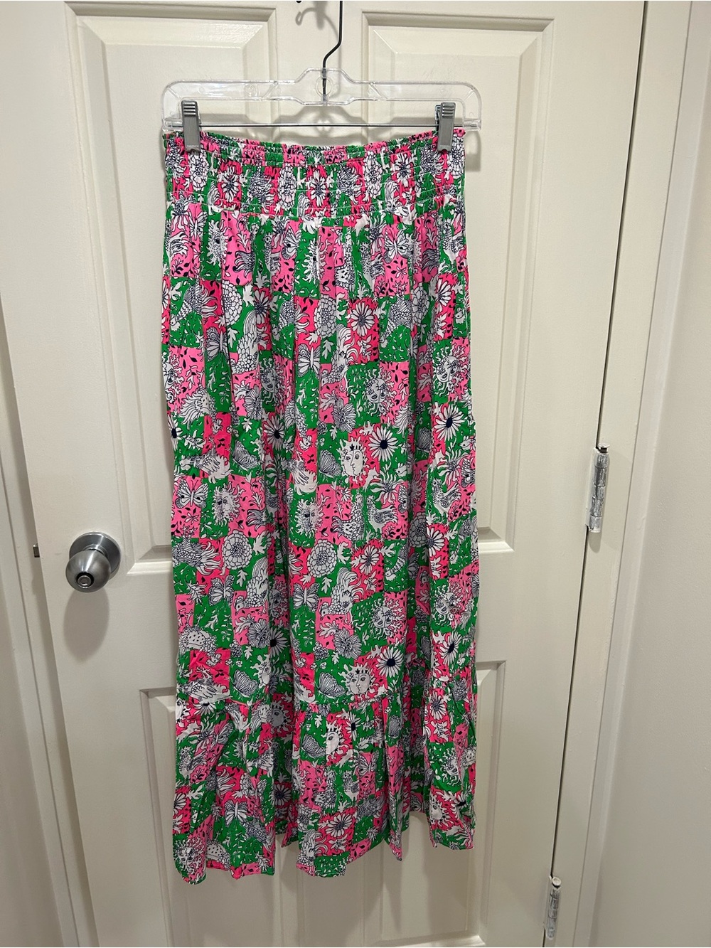 Lilly Pulitzer Pink Floral Maxi Skirt with Green Accents